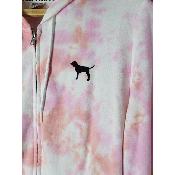 Victoria's Secret Pink Tie Dye Black Dog Hoodie Size Large - Picture 6 of 8